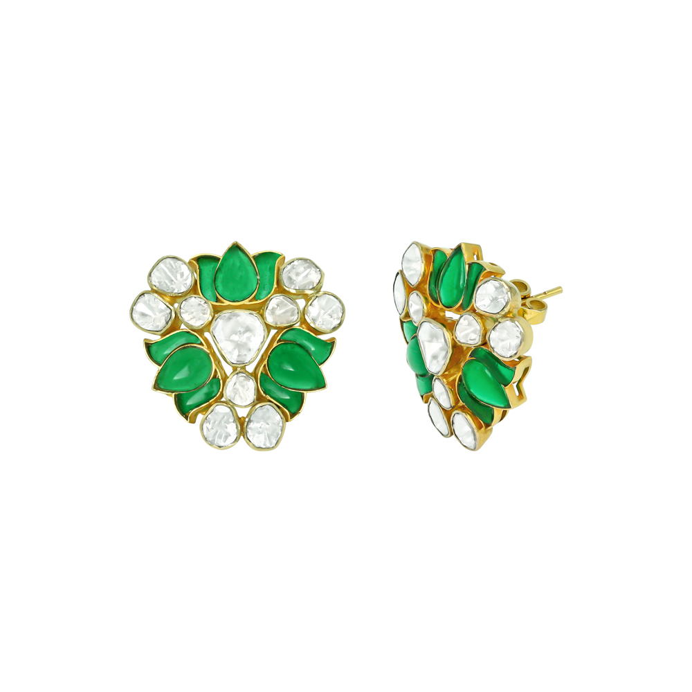 Floral Polki Earrings with Talaf Accents